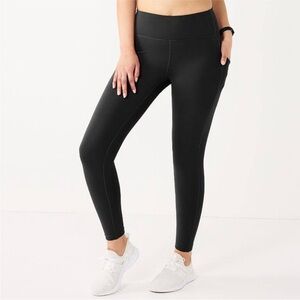 So black high rise full length dual side pocket spandex leggings size large